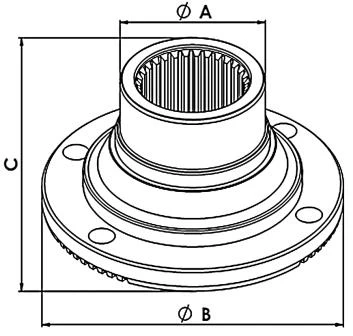 Flange estriada de acoplamento